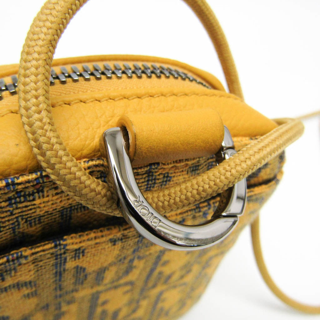Christian Dior Yellow Leather Jacquard Pouch Shoulder Bag (Pre-Owned)