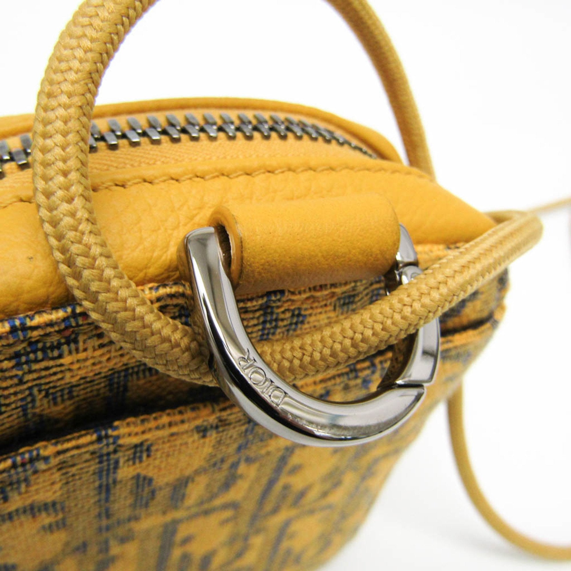 Christian Dior Yellow Leather Jacquard Pouch Shoulder Bag (Pre-Owned)