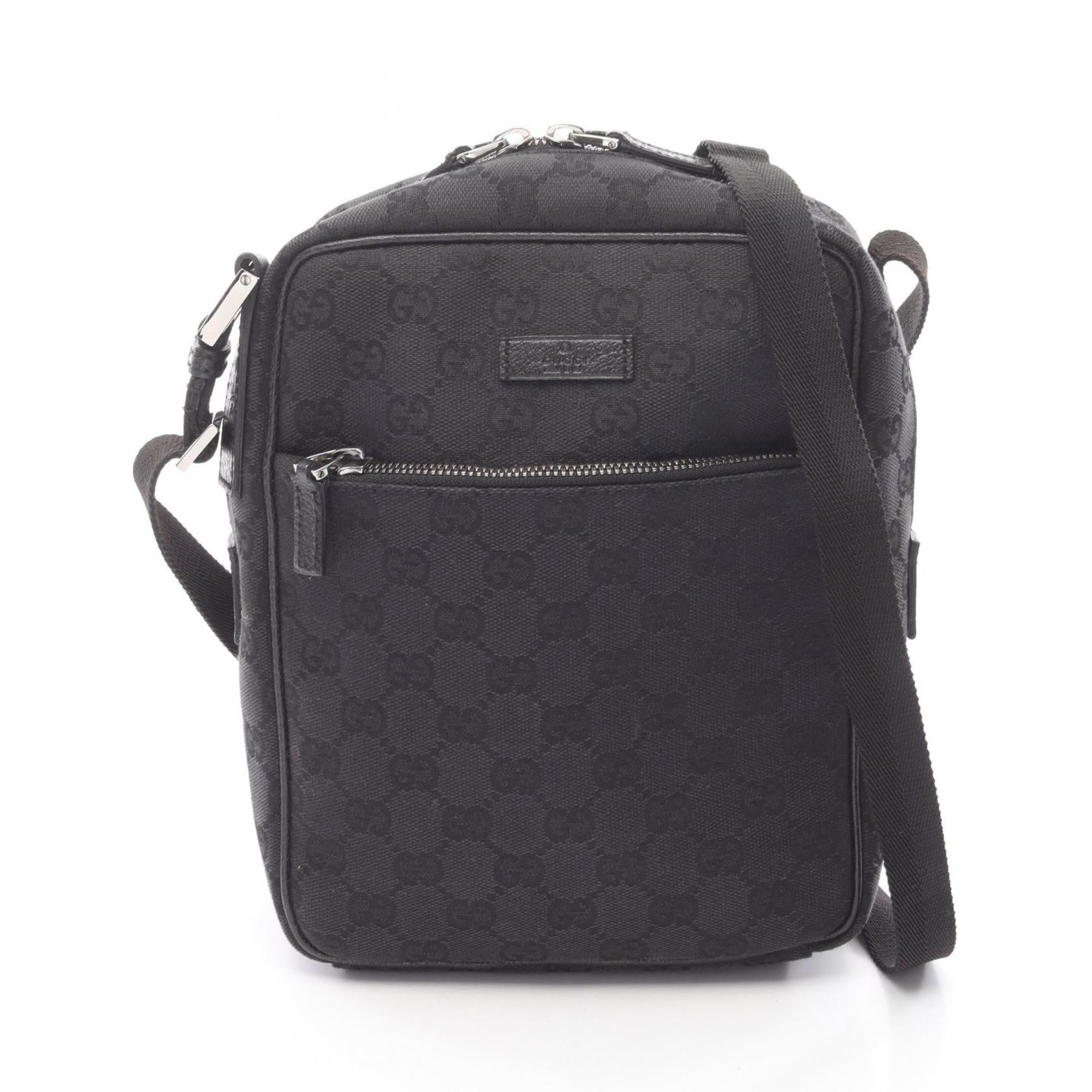 Gucci Black Gg Canvas Leather Handbag Shoulder Bag (Pre-Owned)