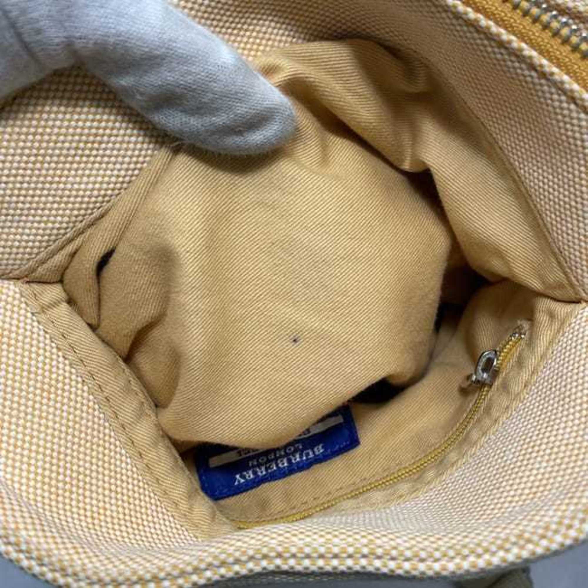 Burberry Beige Orange Canvas Shoulder Bag