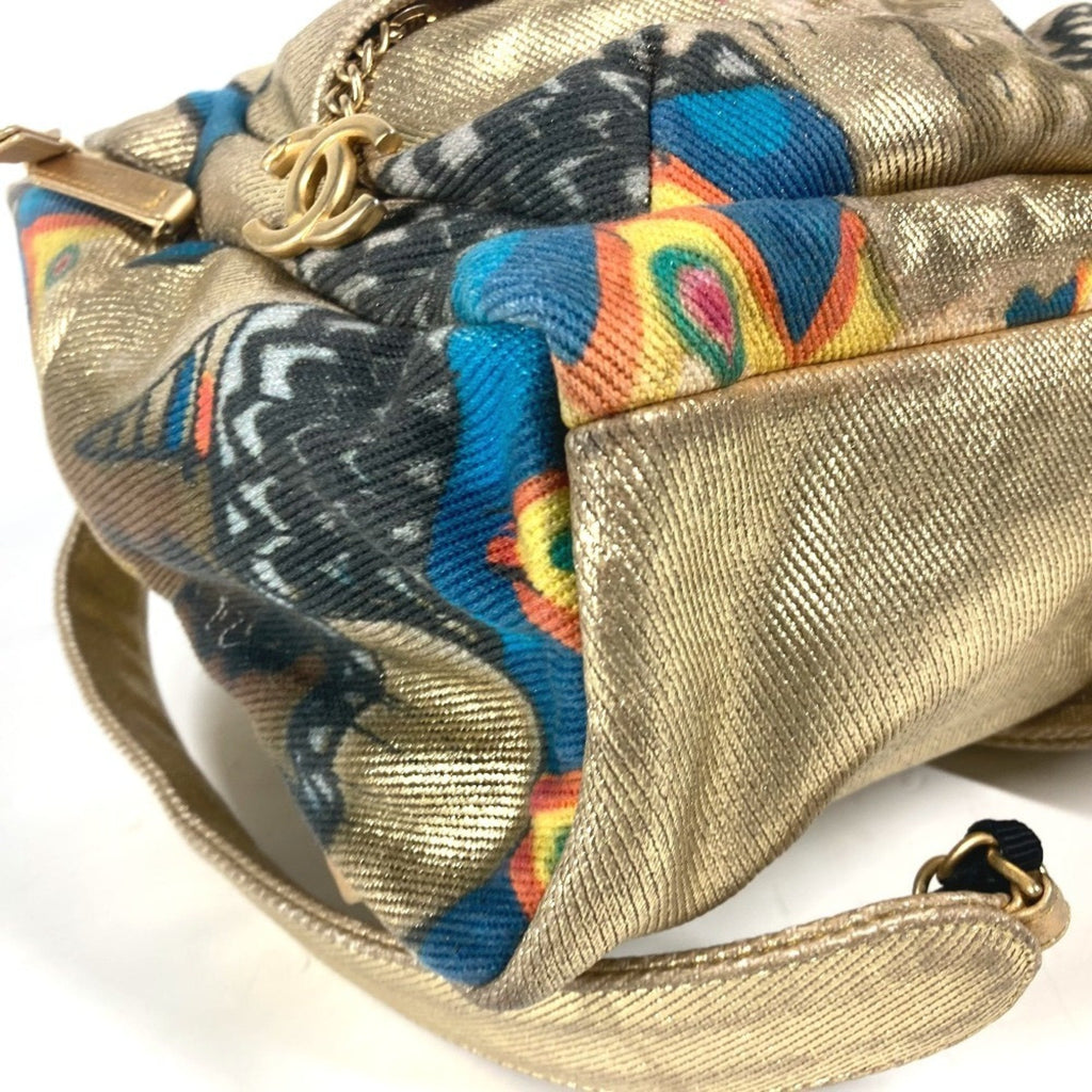 Chanel Gold Leather Canvas Backpack