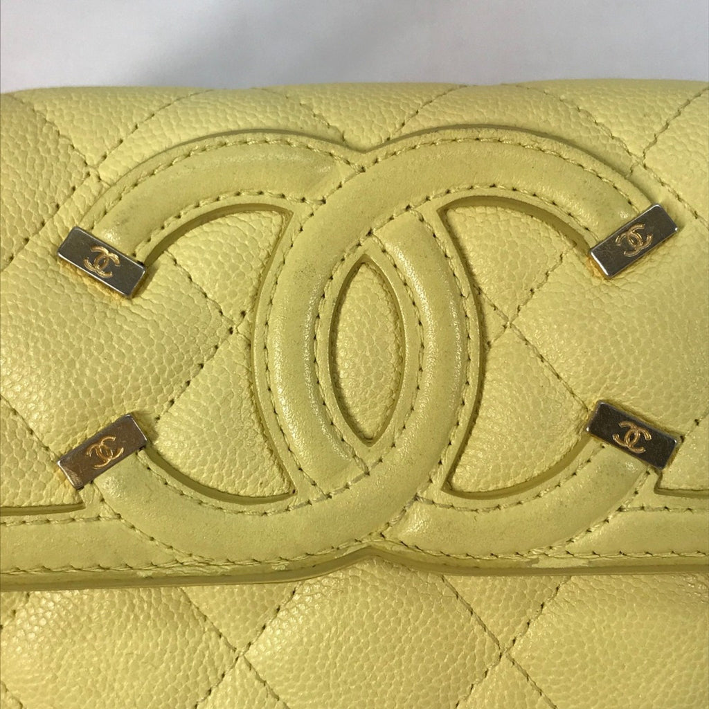 Chanel Yellow Leather Long Wallet (Bi-Fold)