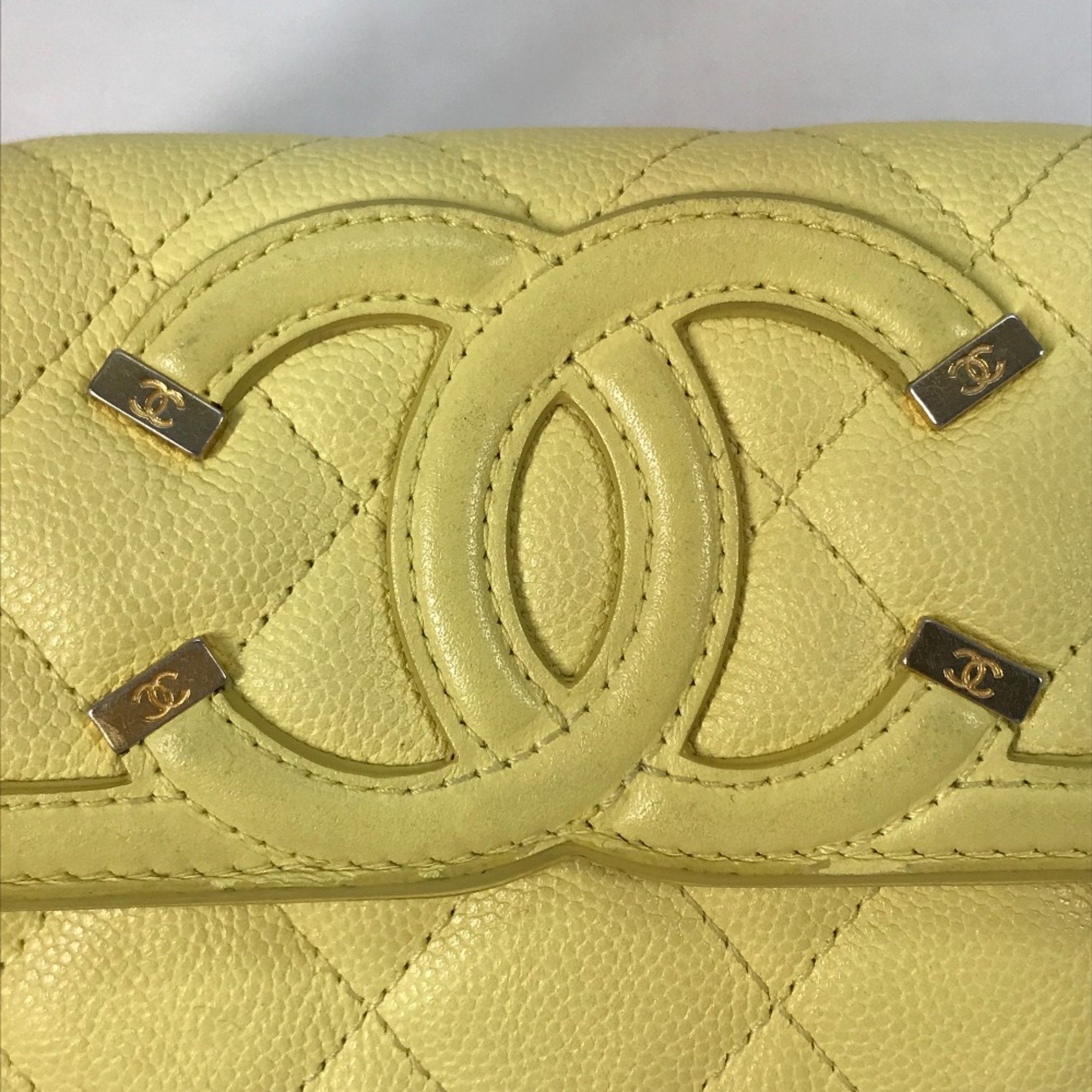 Chanel Yellow Leather Long Wallet (Bi-Fold)