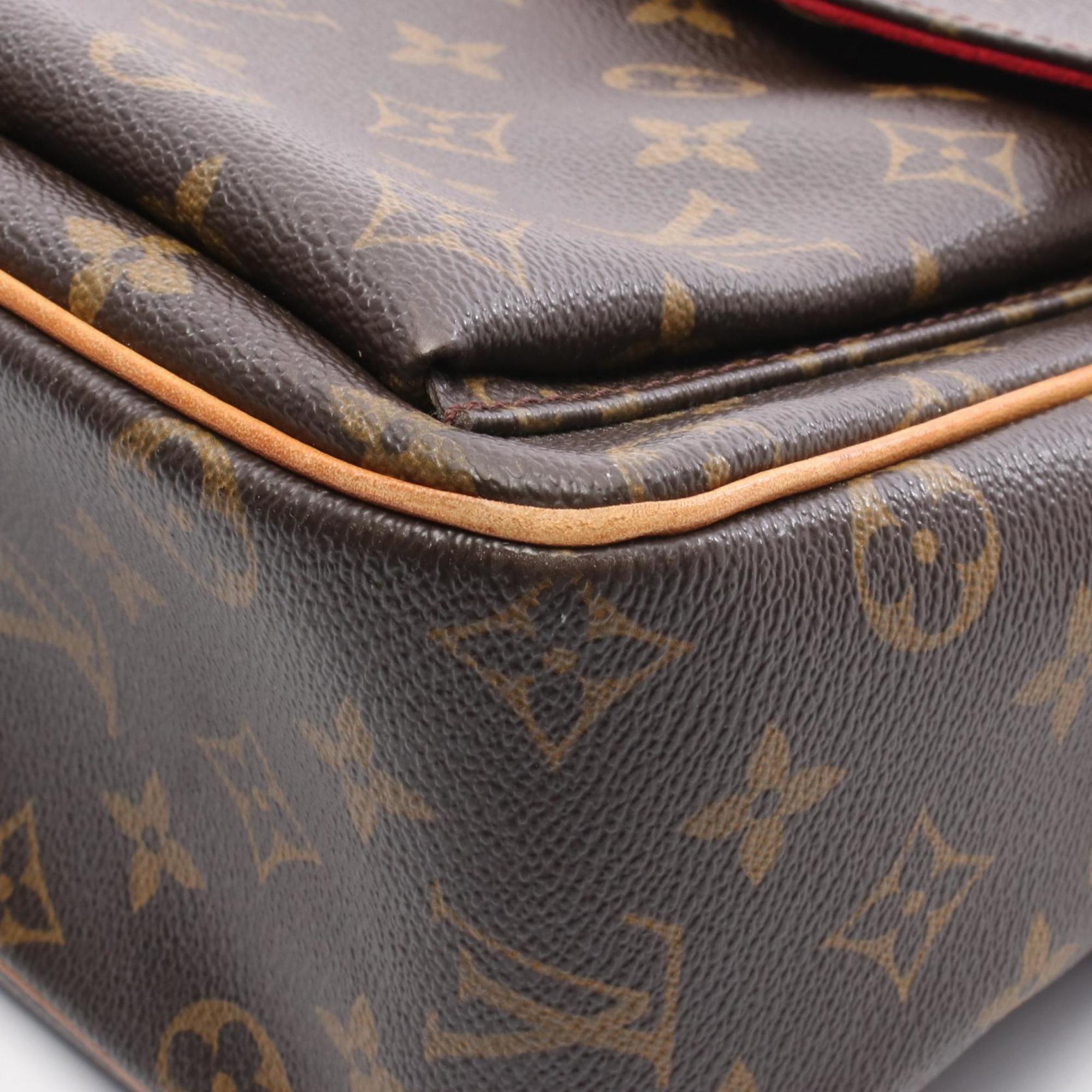 Louis Vuitton Brown Coated Canvas Leather Shoulder Bag