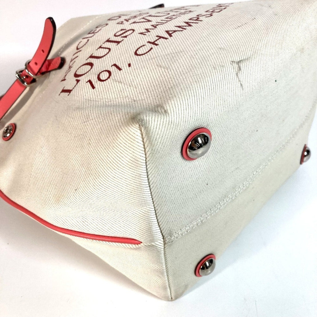 Louis Vuitton Pink White Leather Canvas Shoulder Bag Tote Bag