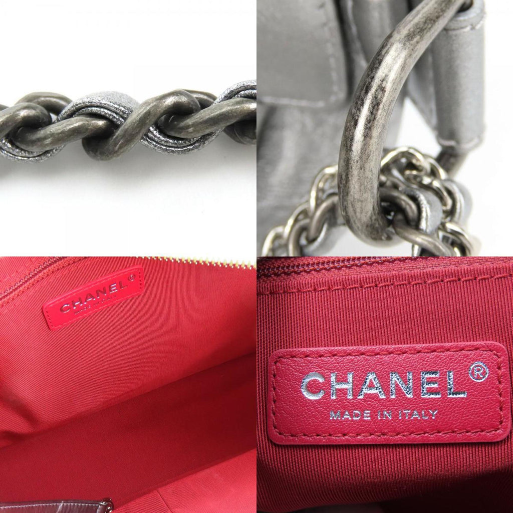 Chanel Metallic Silver Leather Shoulder Bag