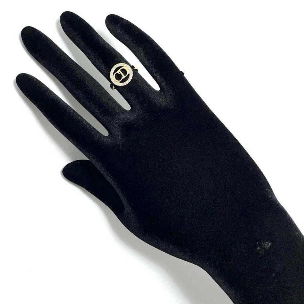 Christian Dior Metal Rhinestone Band Ring (Pre-Owned)