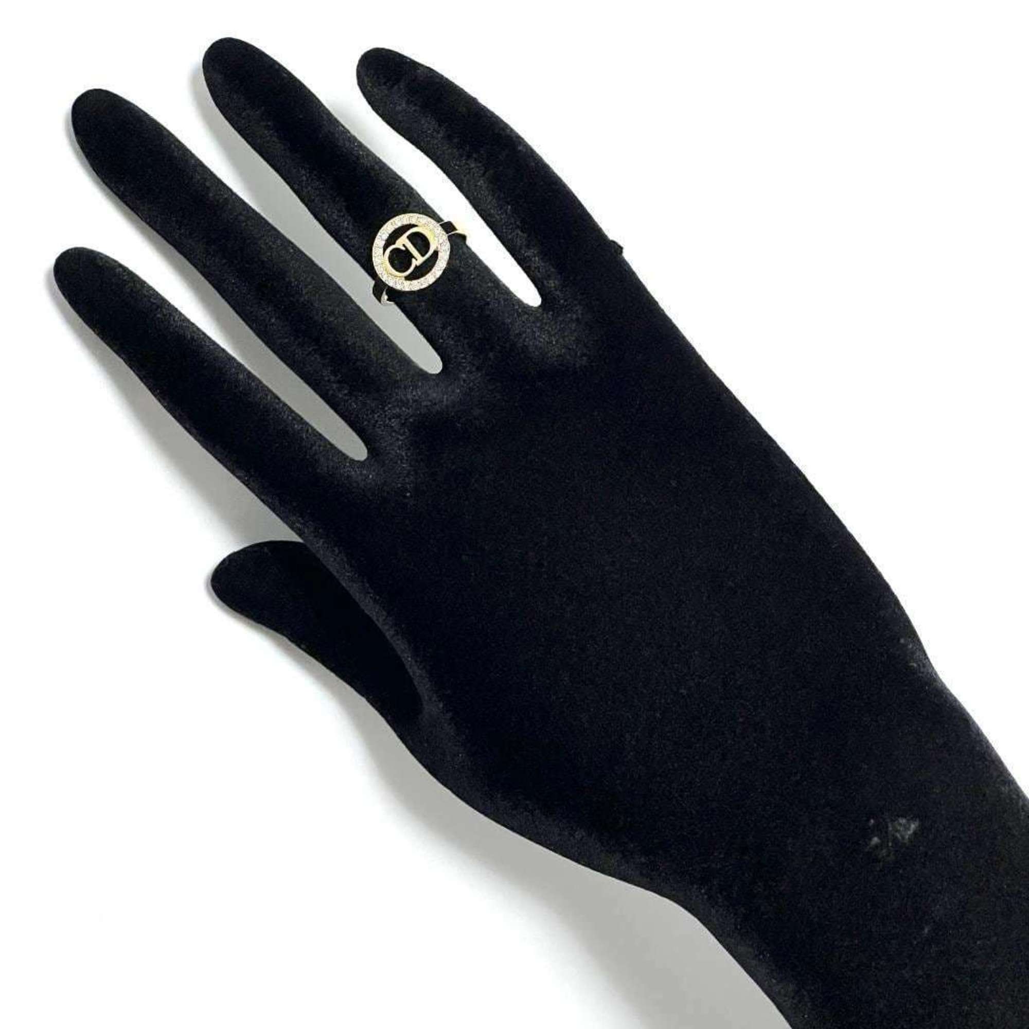 Christian Dior Metal Rhinestone Band Ring (Pre-Owned)