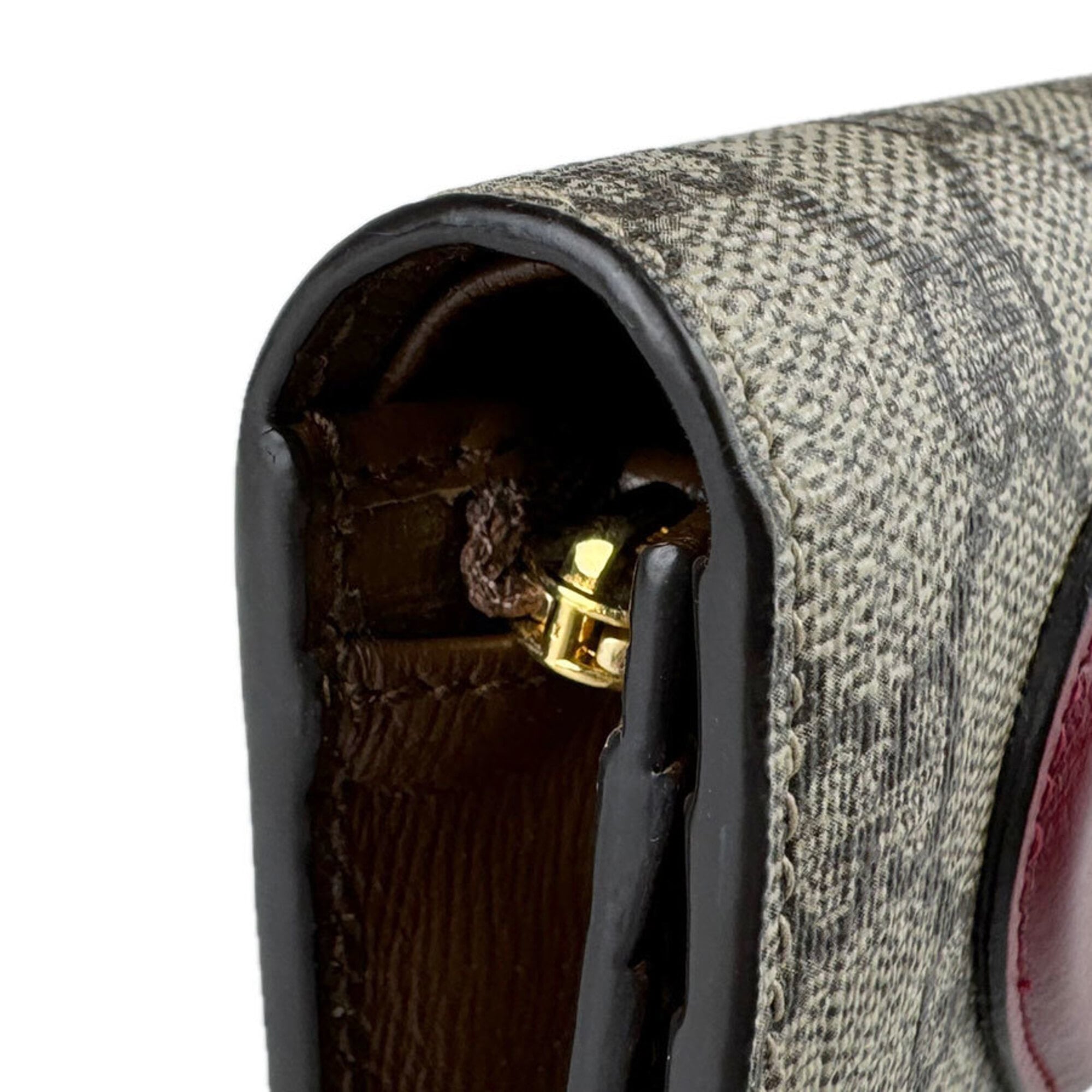 Gucci Brown Dark Red Gg Supreme Long Wallet (Bi-Fold) (Pre-Owned)
