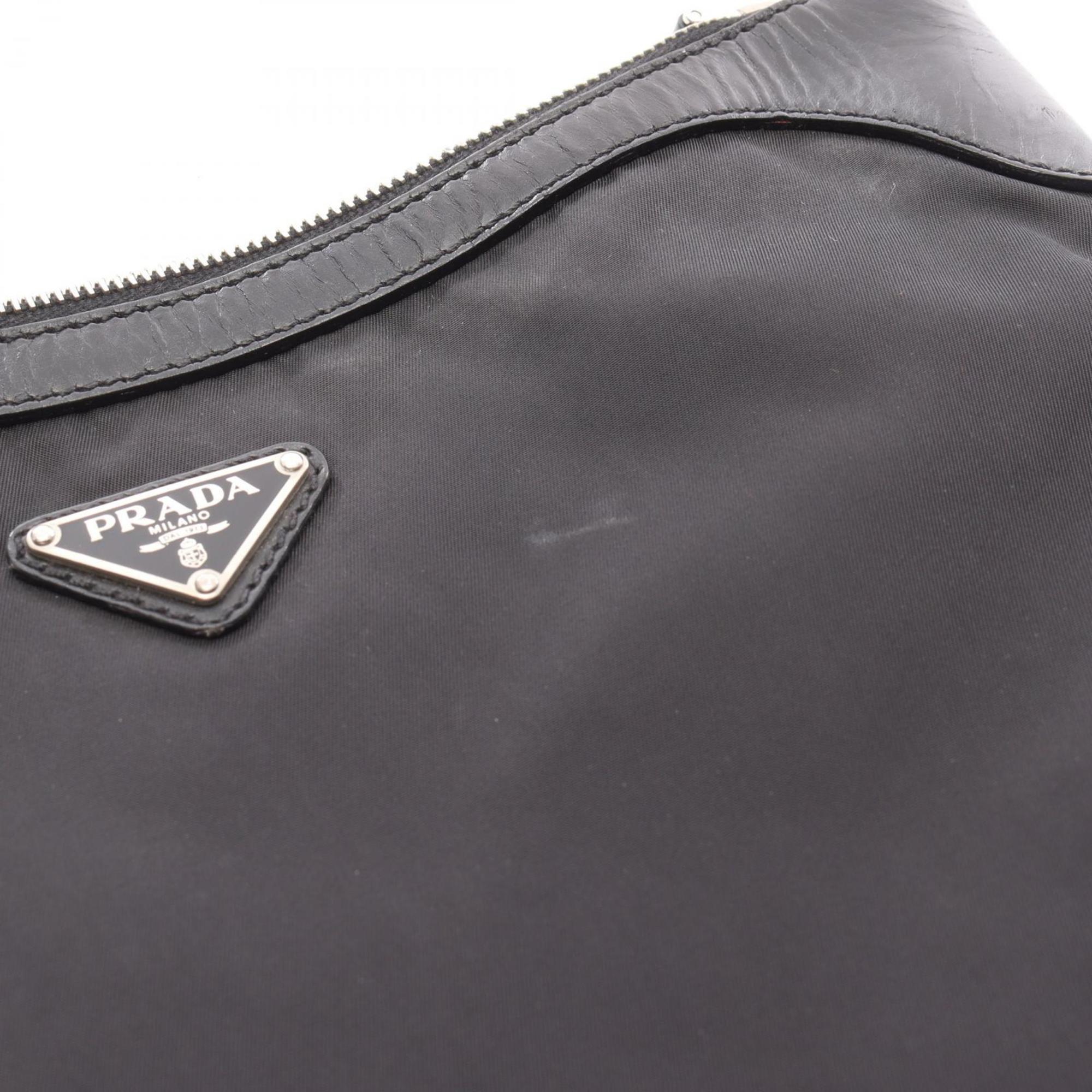 Prada Black Nylon Leather Shoulder Bag