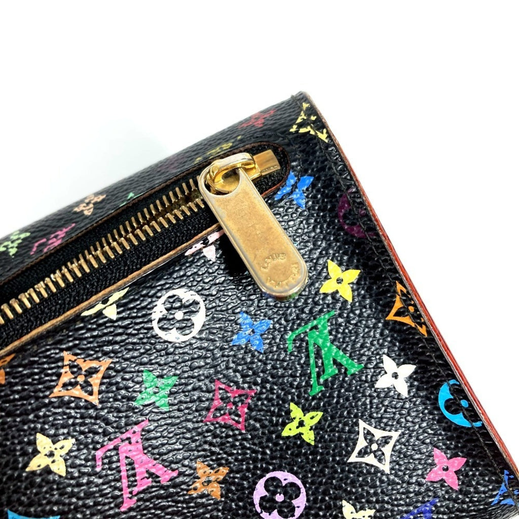Louis Vuitton Black Multi-Color Noir Monogram Multicolore Canvas Wallet (Tri-Fold)