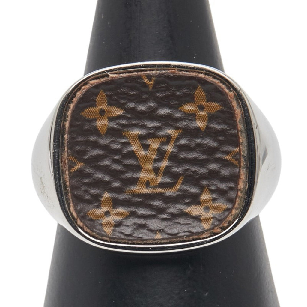 Louis Vuitton Silver Brown Band Ring