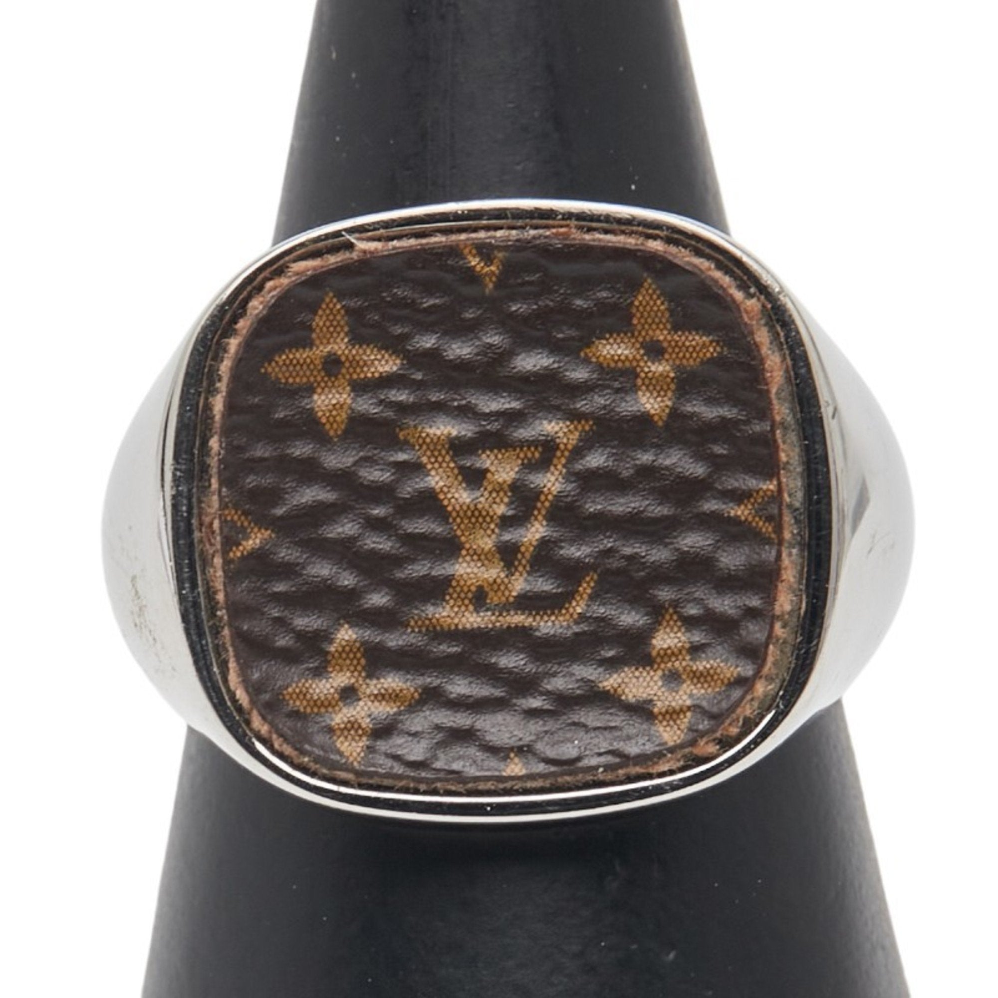 Louis Vuitton Silver Brown Band Ring