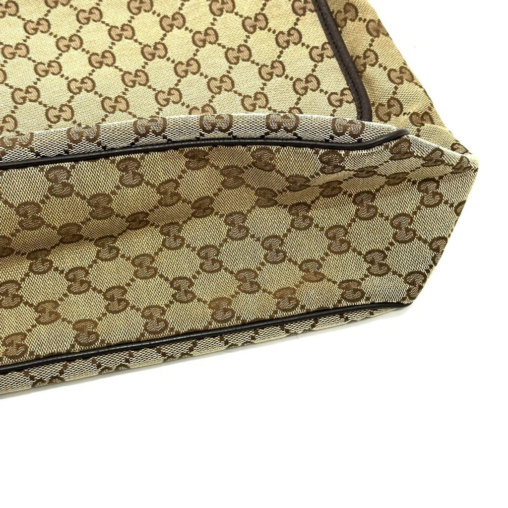 Gucci Gg Canvas Beige Gg Canvas Leather Handbag Shoulder Bag (Pre-Owned)