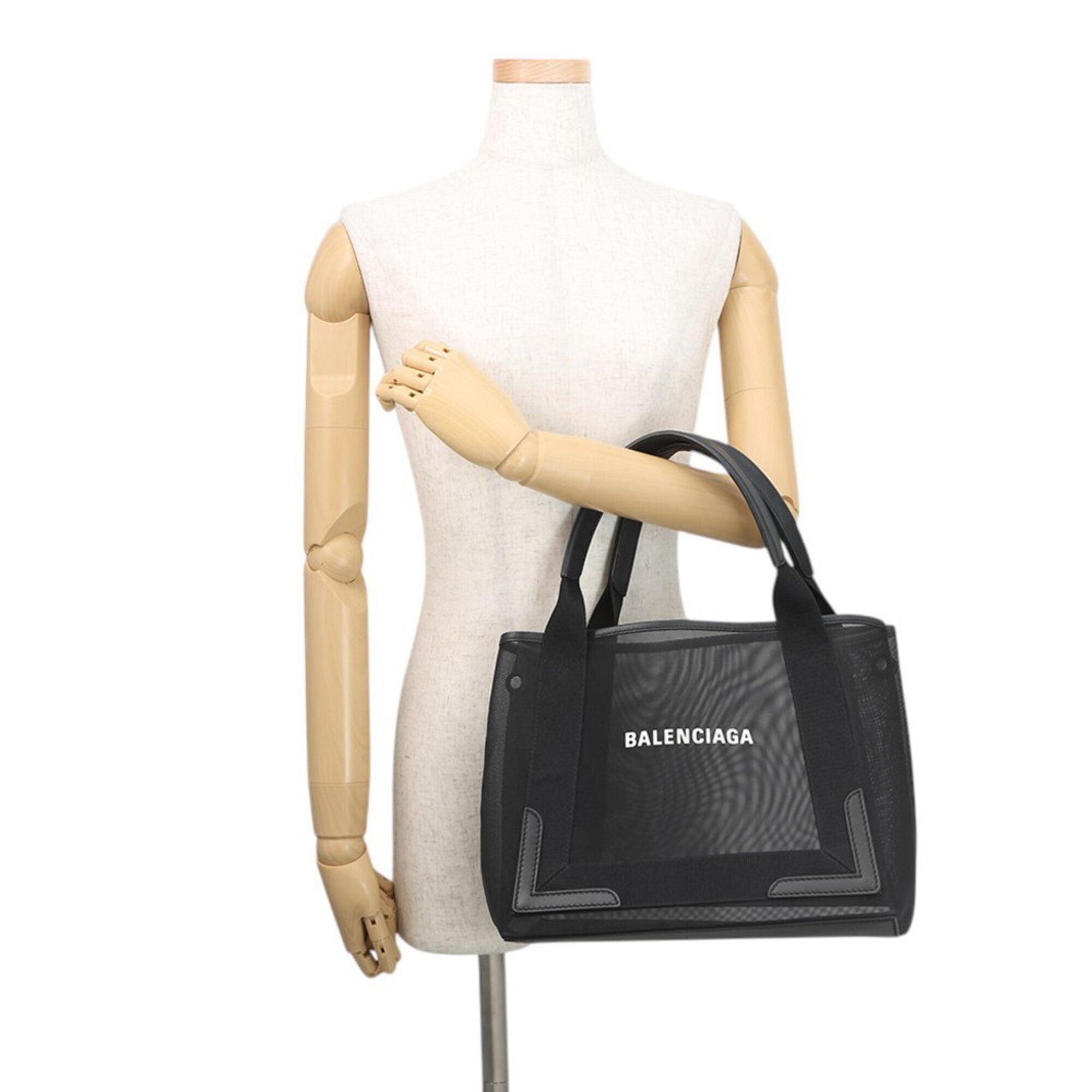 Balenciaga Black Mesh Leather Handbag Tote