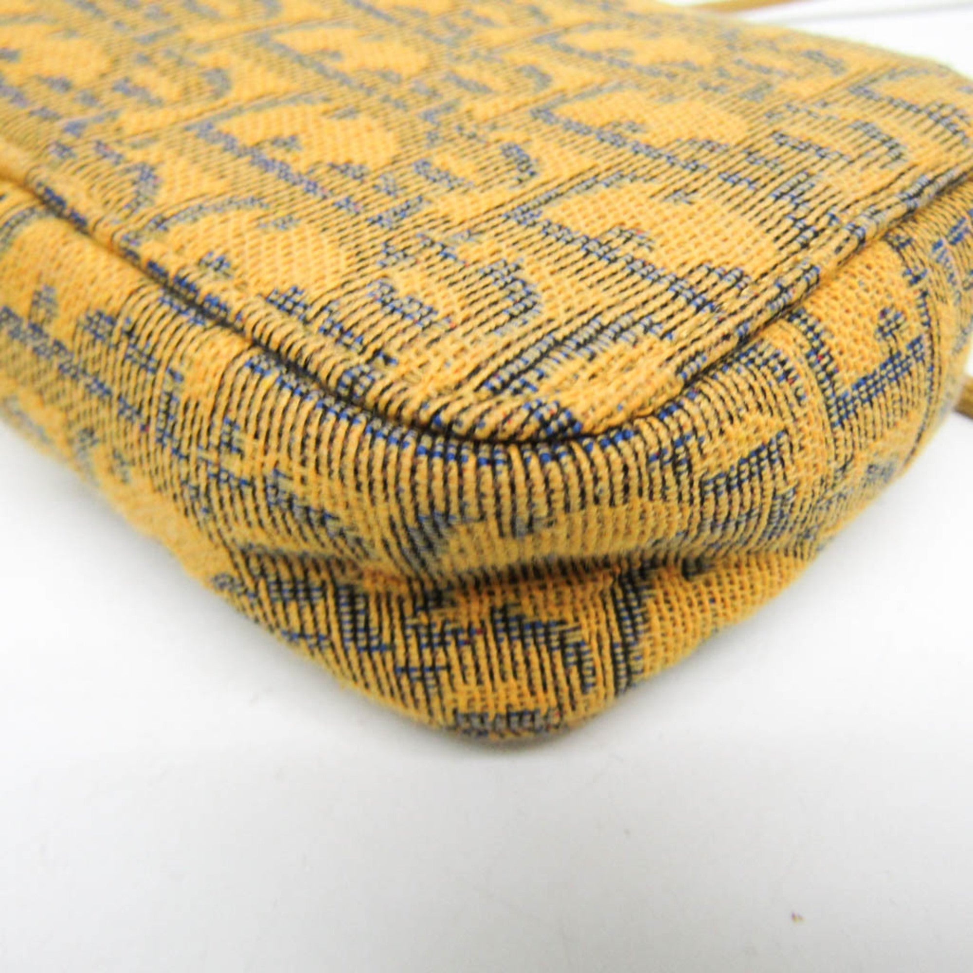 Christian Dior Yellow Leather Jacquard Pouch Shoulder Bag (Pre-Owned)
