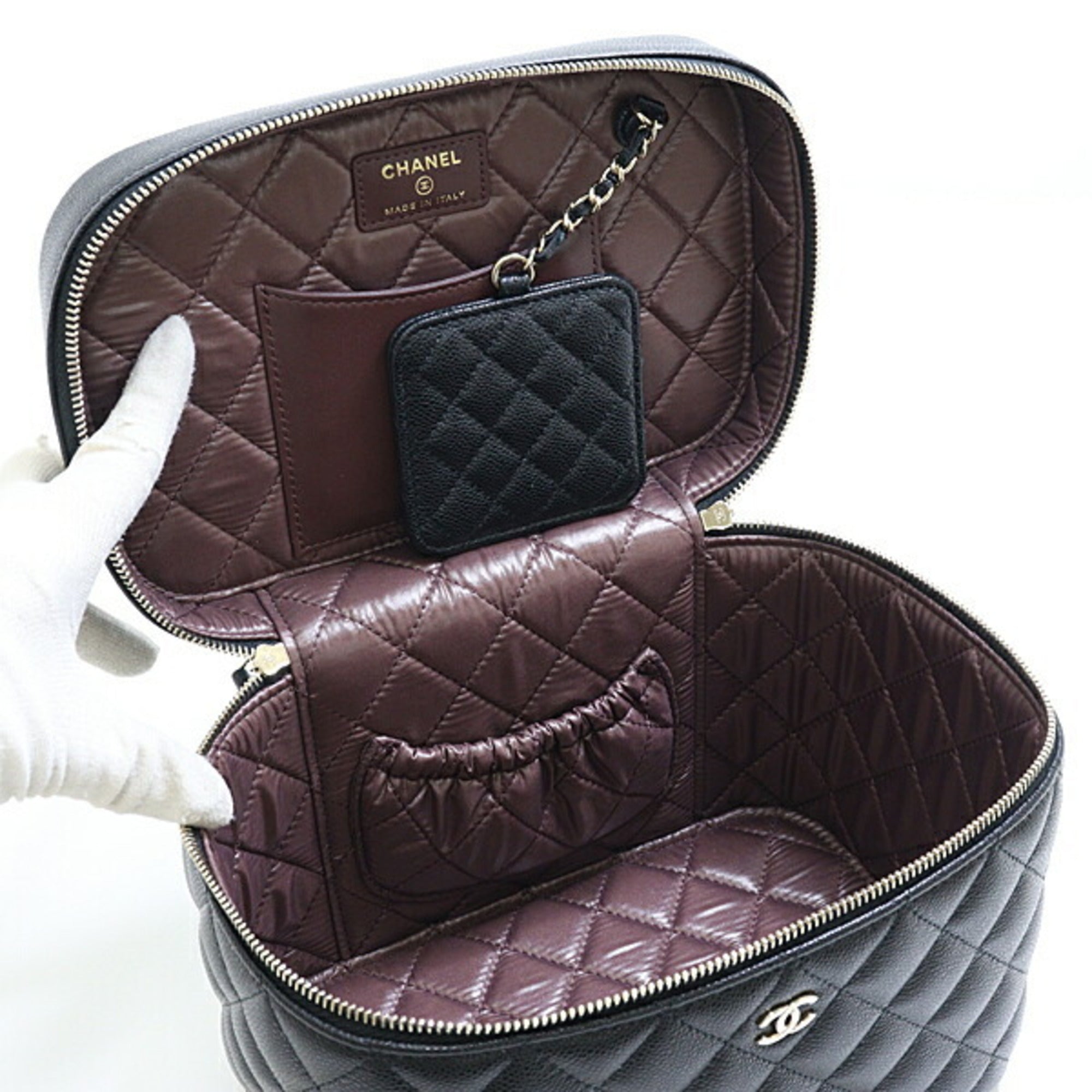 Chanel Black Grained Calfskin Handbag Vanity Bag
