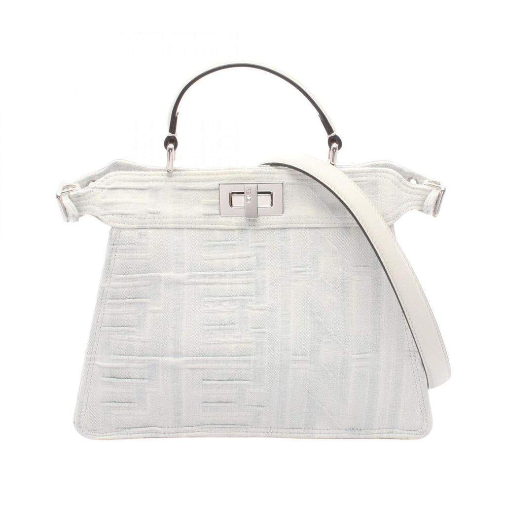 Fendi Blue White Denim Leather Handbag