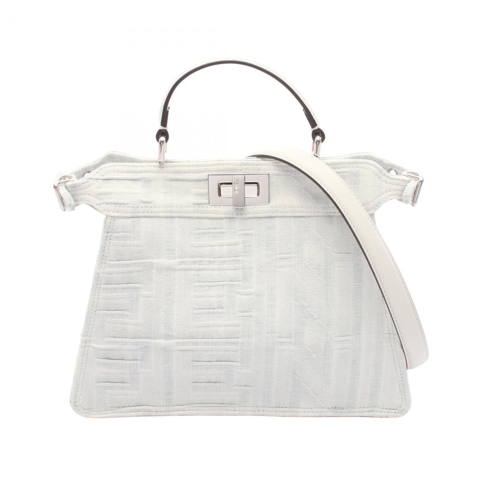 Fendi Blue White Denim Leather Handbag