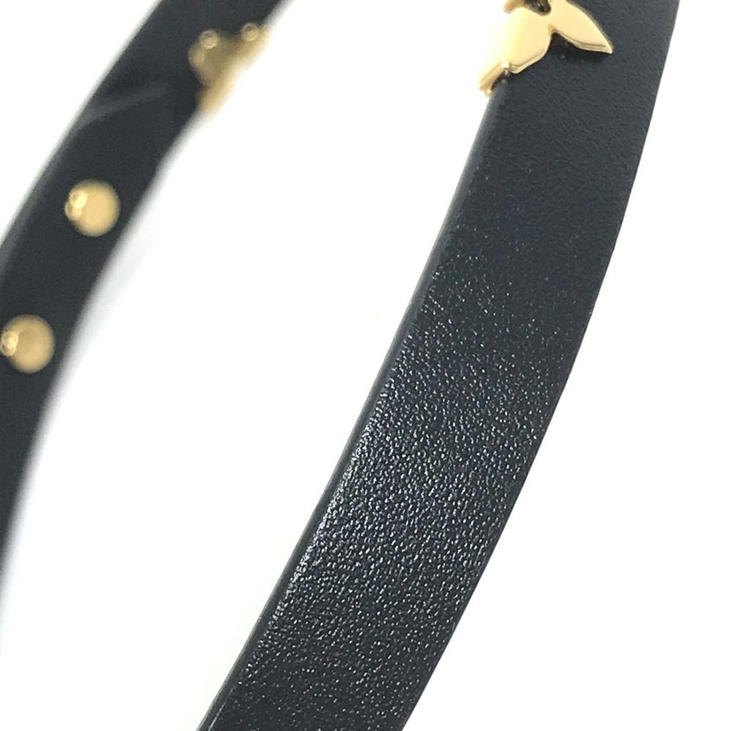 Louis Vuitton Monogram Gold Black Leather Charm Bracelet