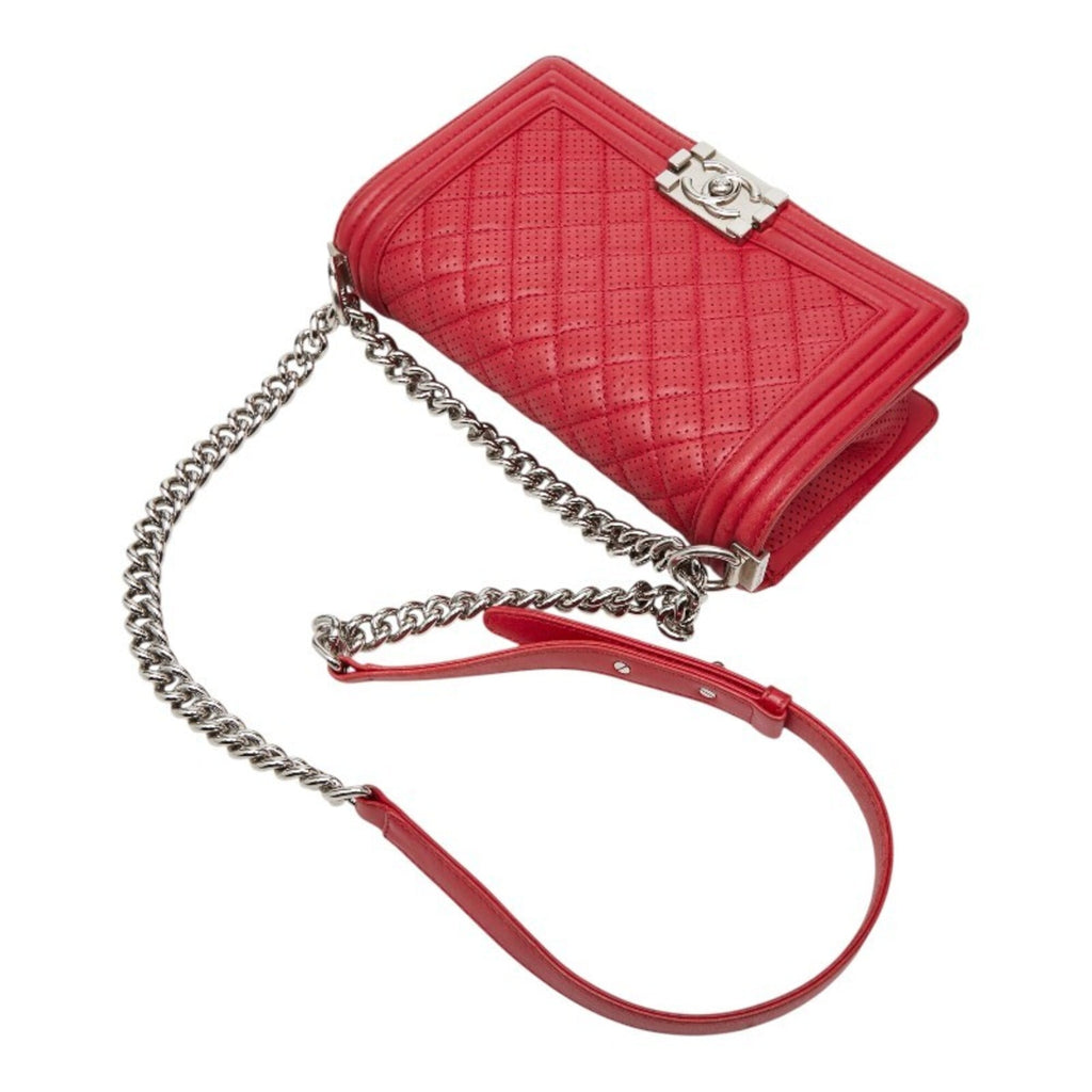 Chanel Matelasse Red Color Leather Shoulder Bag