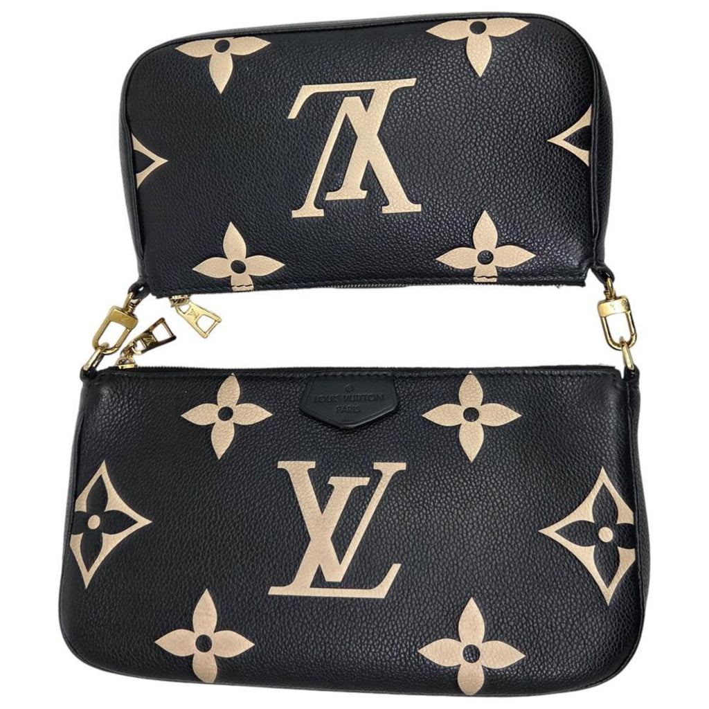 Louis Vuitton Beige Black Monogram Empreinte Pochette Shoulder Bag