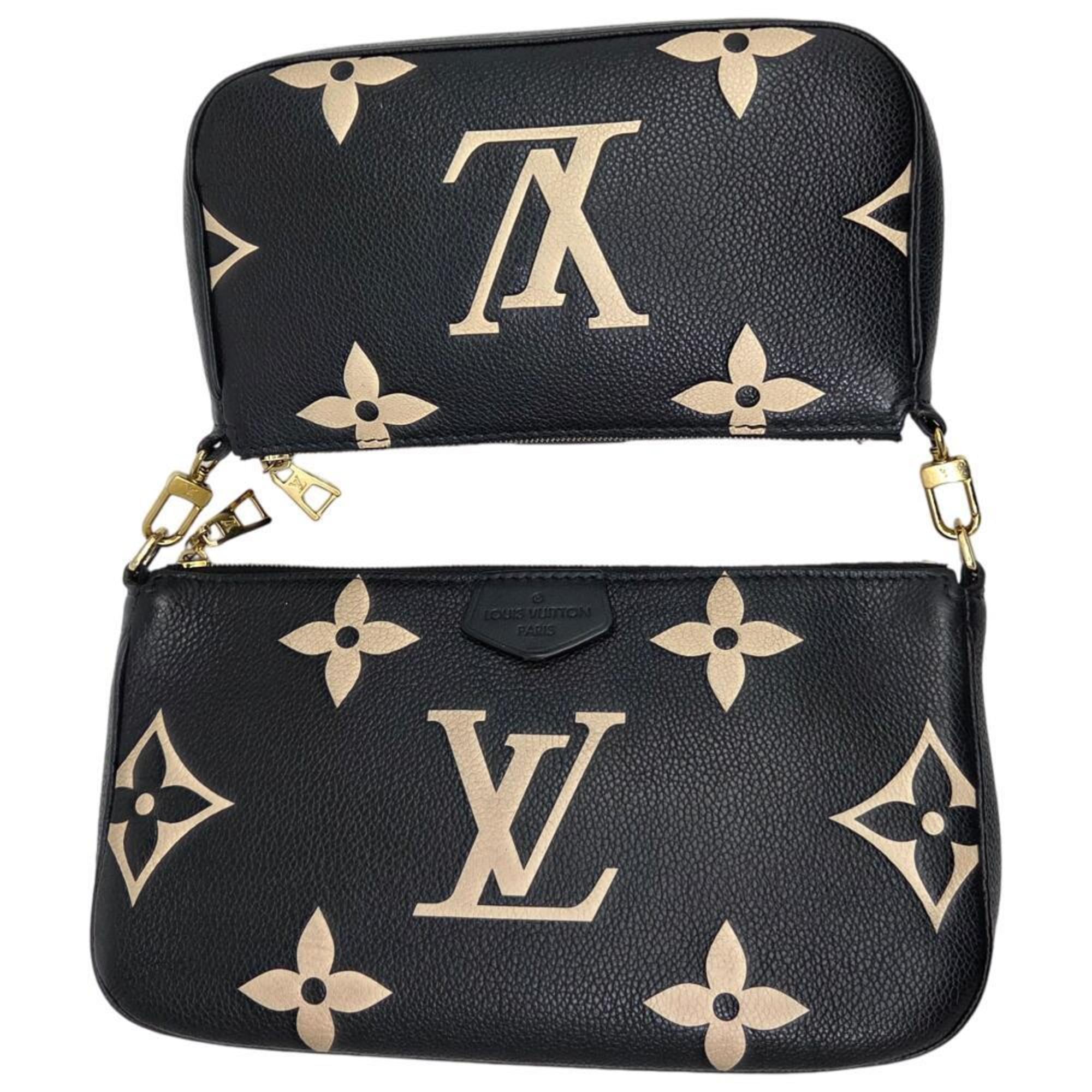Louis Vuitton Beige Black Monogram Empreinte Pochette Shoulder Bag