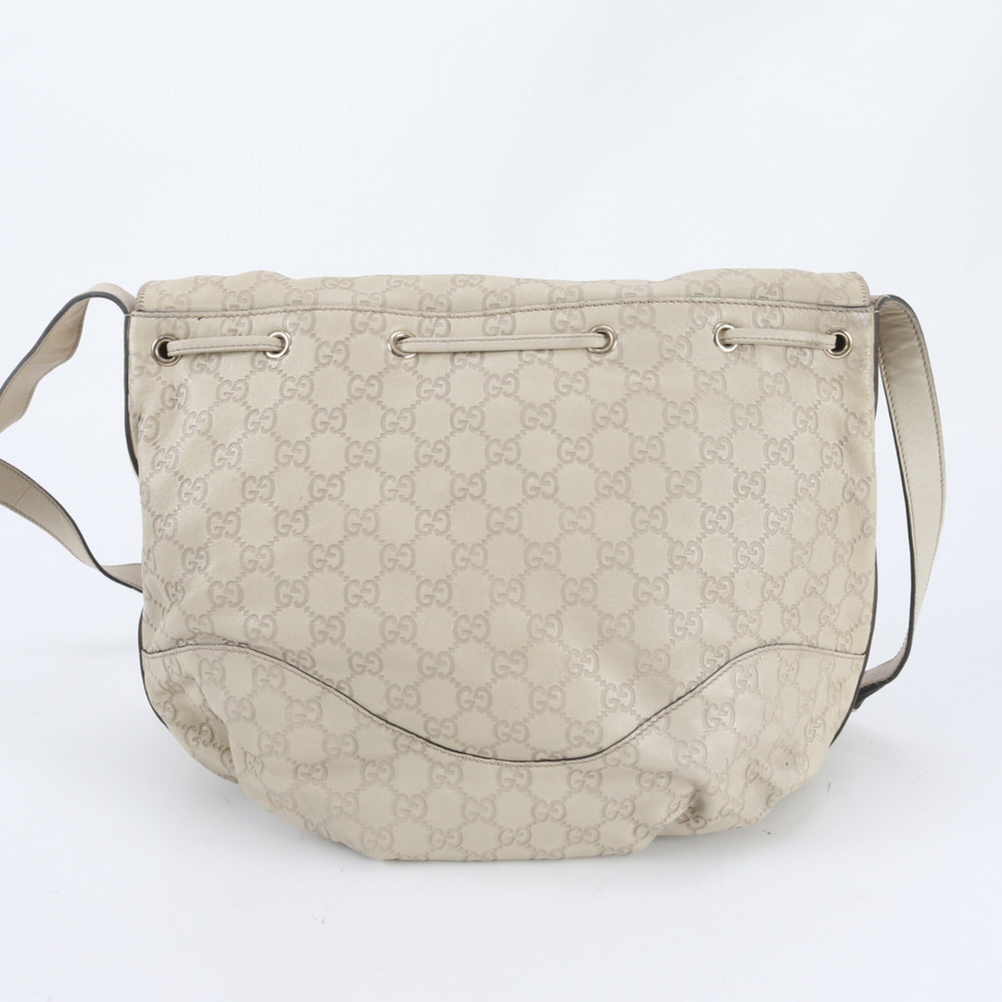 Gucci Guccissima Ivory Leather Shoulder Bag (Pre-Owned)
