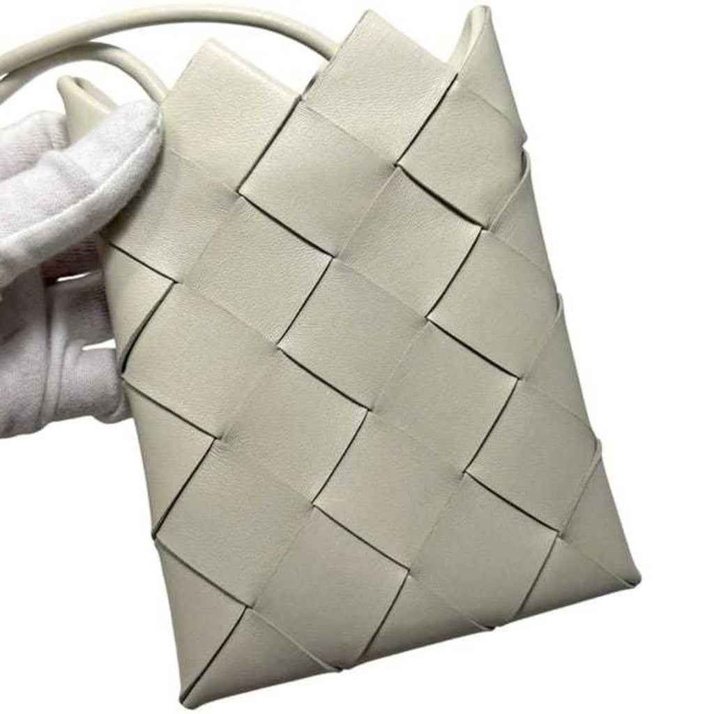 Bottega Veneta Intrecciato White Leather Pochette Shoulder Bag