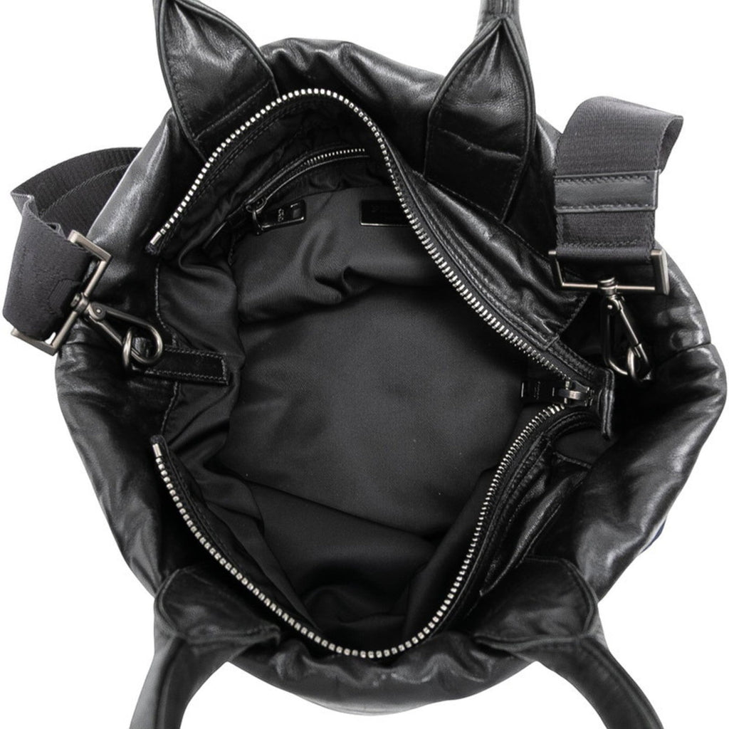 Prada Black Navy Nylon Leather Handbag Shoulder Bag