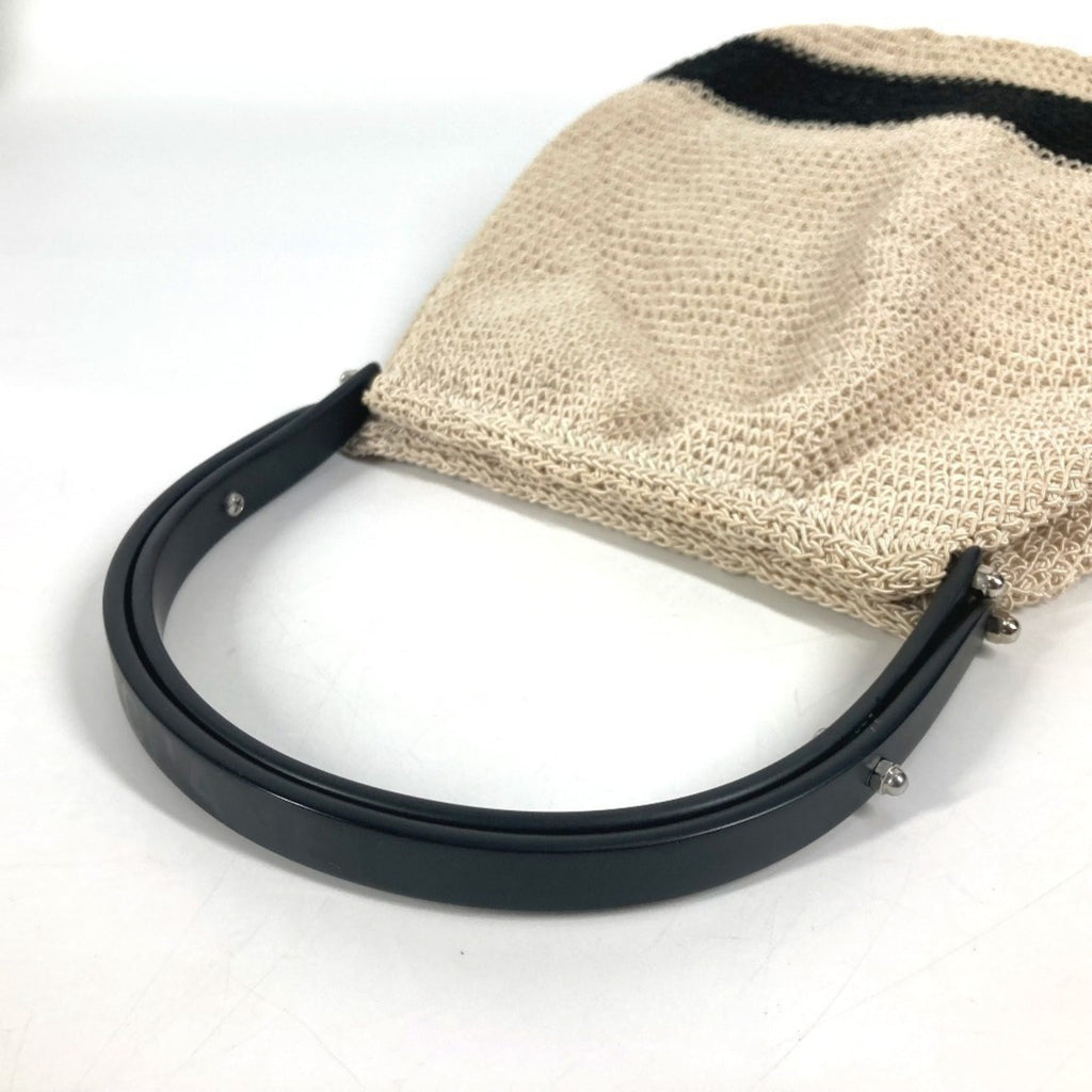 Chanel Beige Black Mesh Handbag