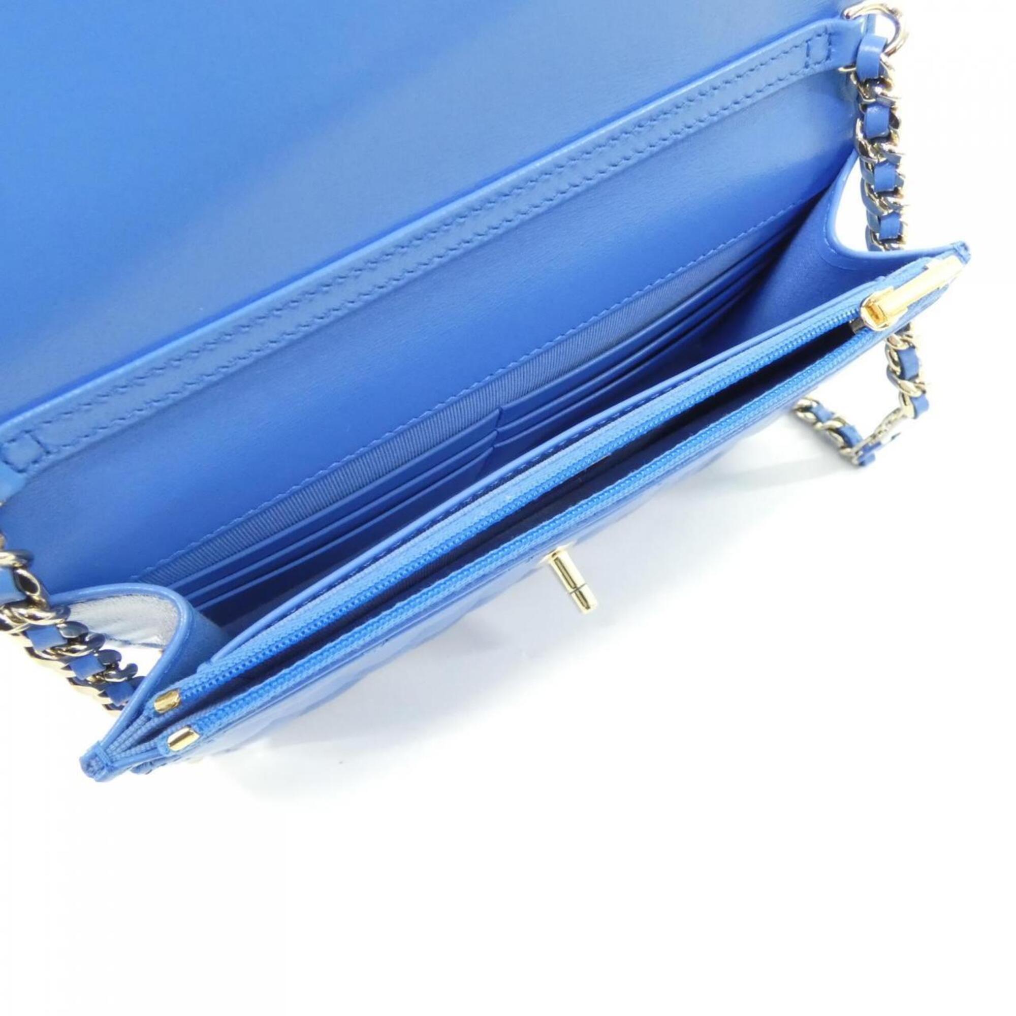 Chanel Blue Leather Chain/Shoulder Wallet