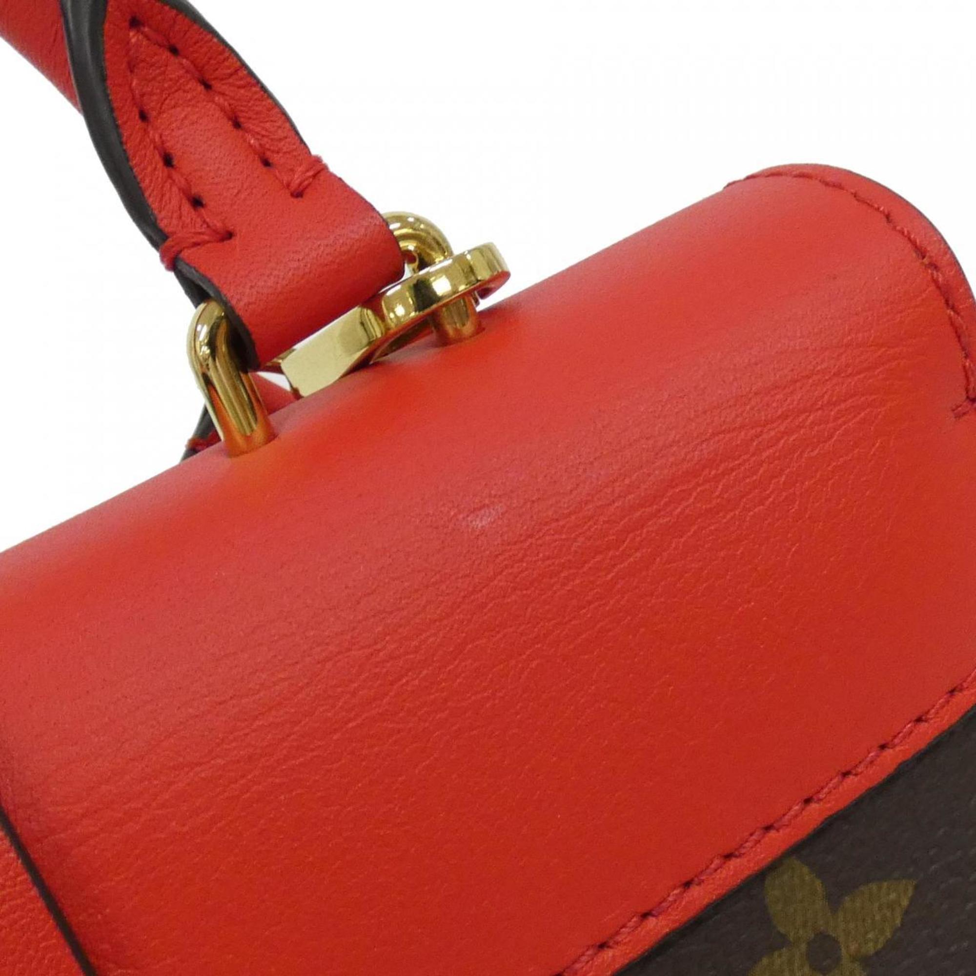 Louis Vuitton Brown Coquelicots Red Color Coated Canvas Leather Handbag