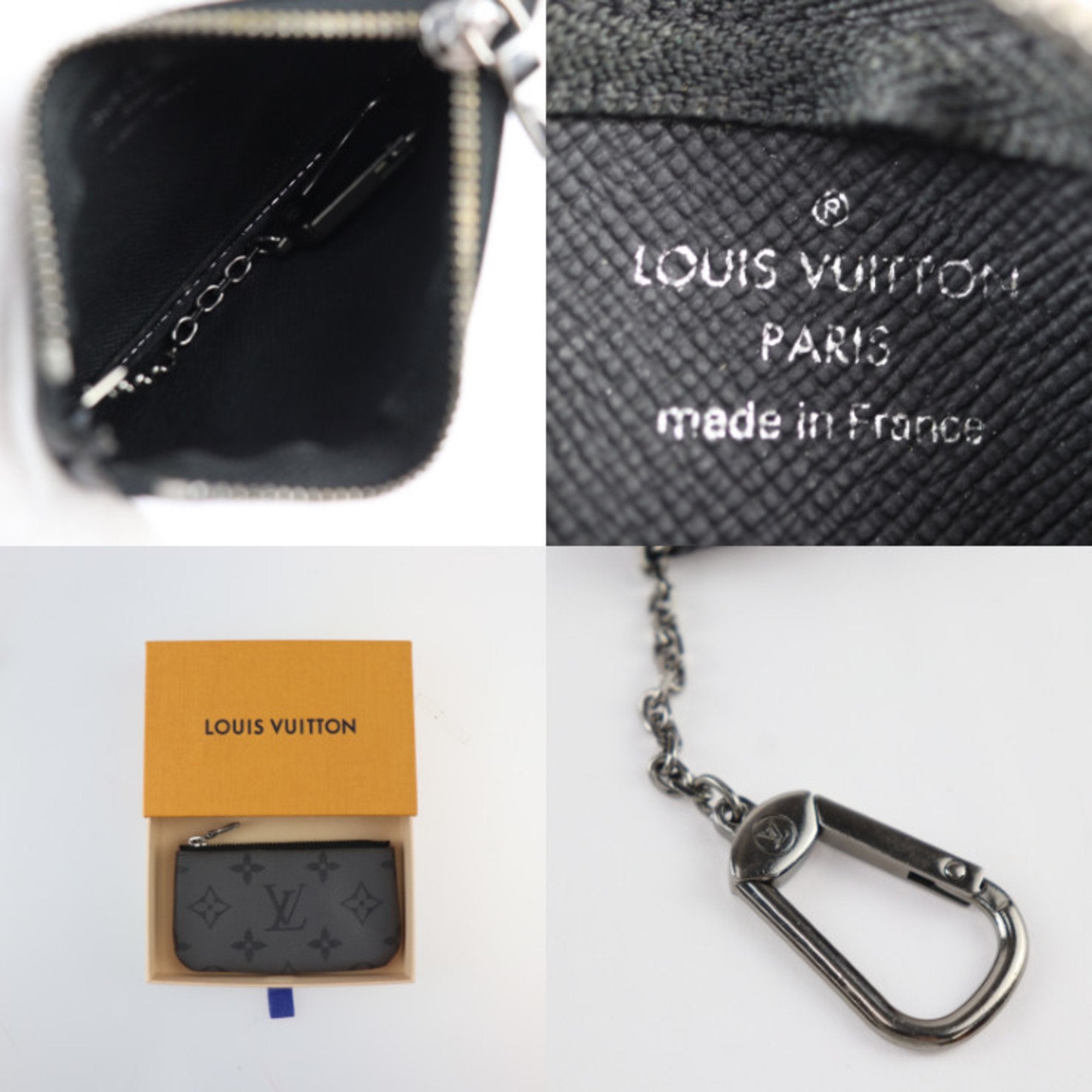 Louis Vuitton Black Gray Pvc Leather Coin Purse/Coin Case