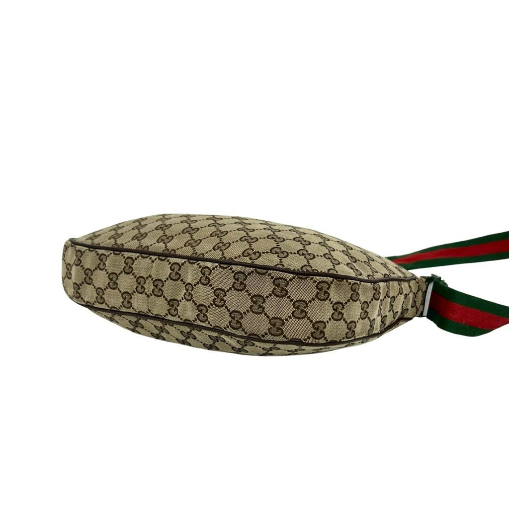 Gucci Brown Green Red Color Canvas Leather Pochette Shoulder Bag (Pre-Owned)
