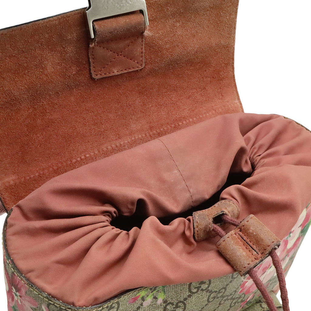 Gucci Gg Blooms Beige Pink Multi-Color Gg Supreme Suede Backpack (Pre-Owned)