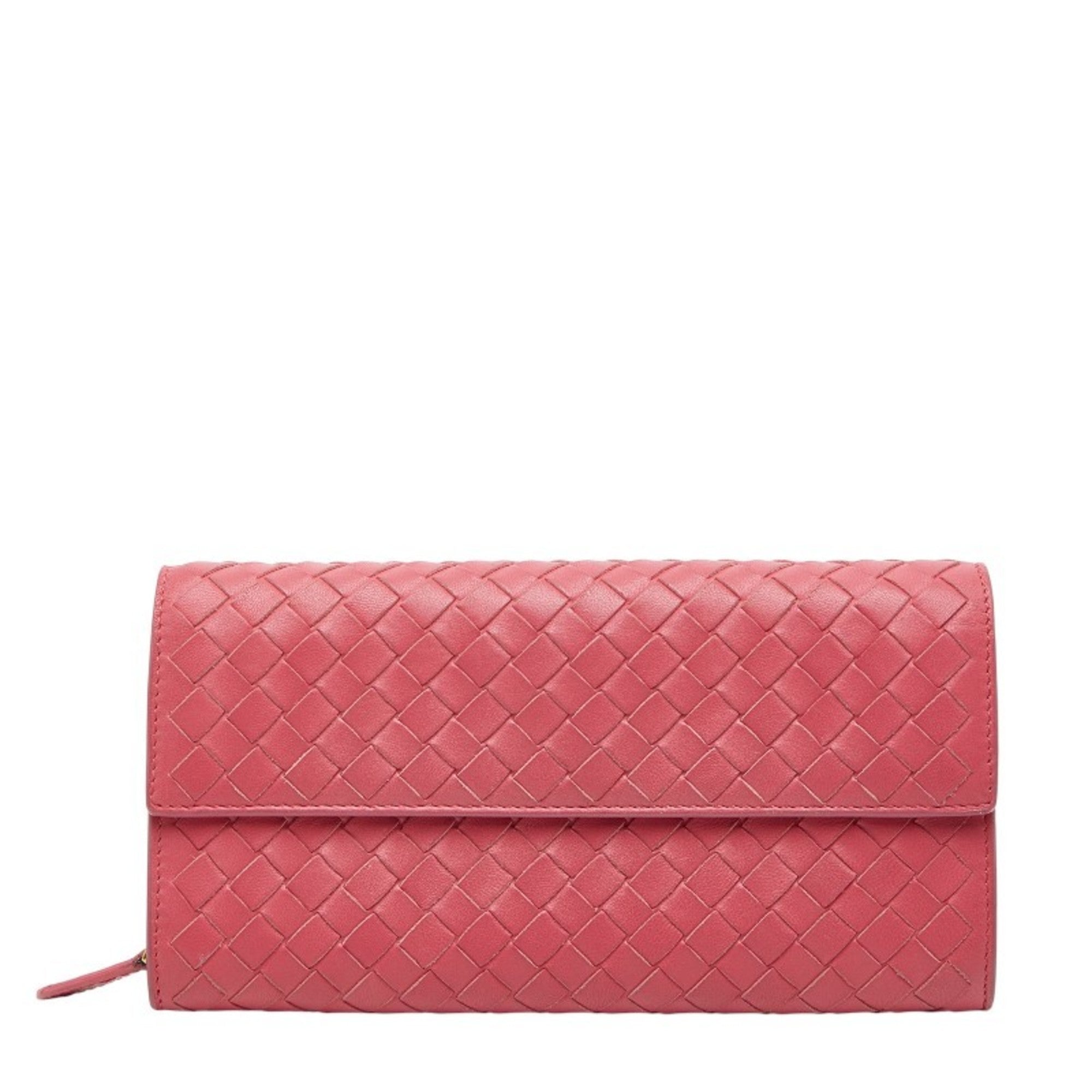 Bottega Veneta Pink Leather Long Wallet (Tri-Fold)