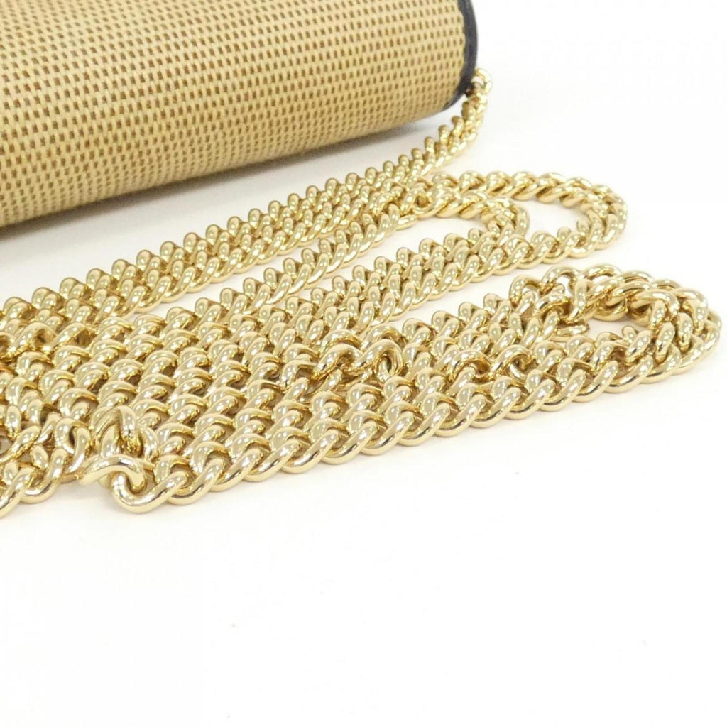 Gucci Beige Navy Canvas Leather Chain/Shoulder Wallet (Pre-Owned)