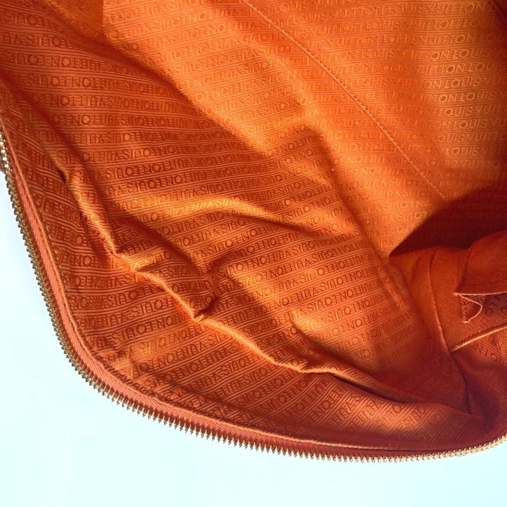 Louis Vuitton Orange Vinyl Leather Boston Bag Handbag Tote Bag