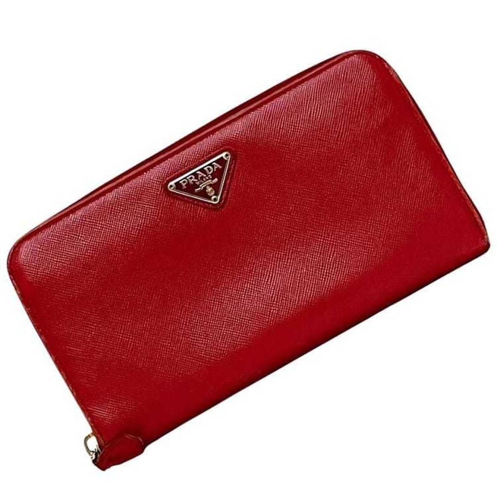 Prada Red Color Saffiano Long Wallet (Bi-Fold)