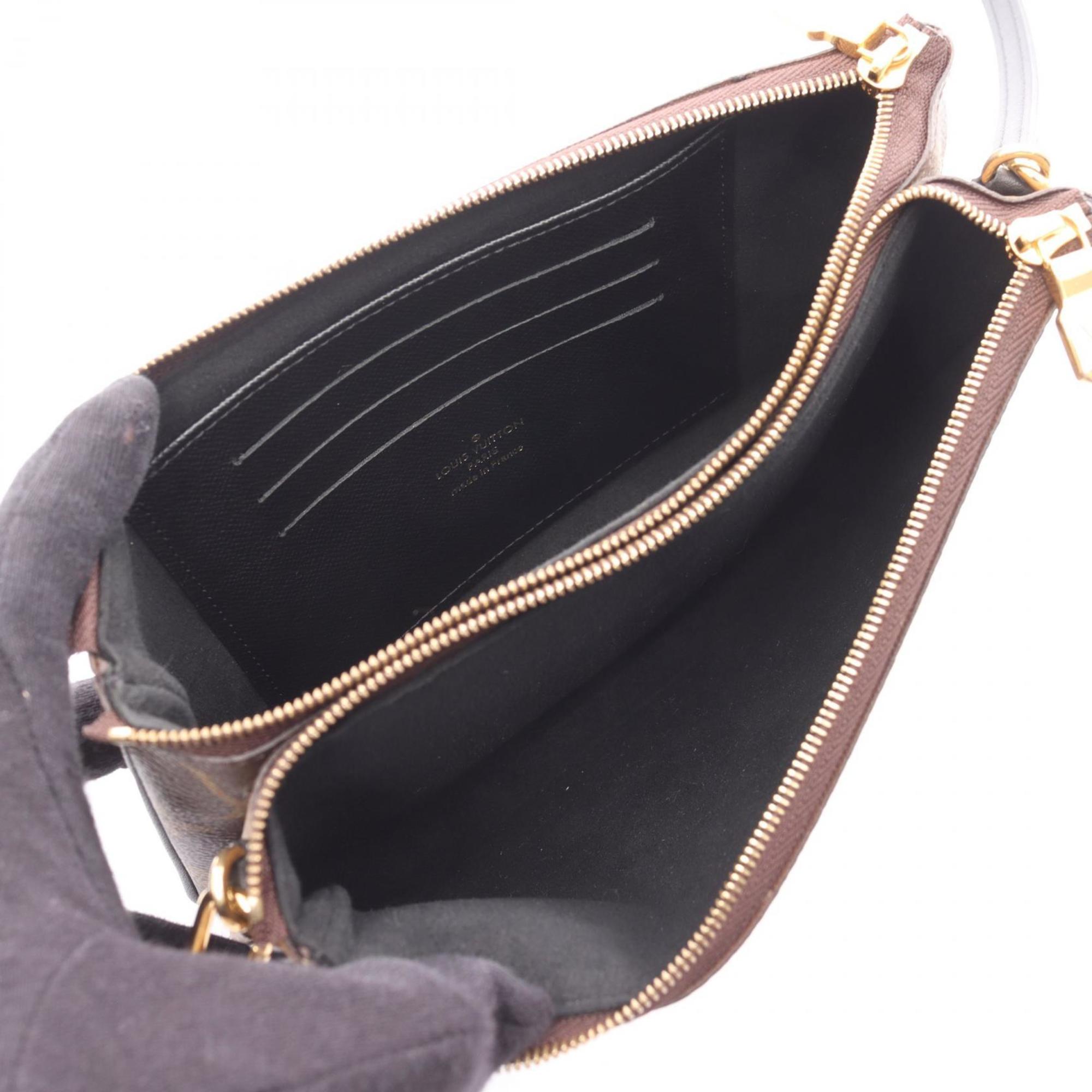 Louis Vuitton Beige Brown Coated Canvas Leather Handbag Pochette Shoulder Bag