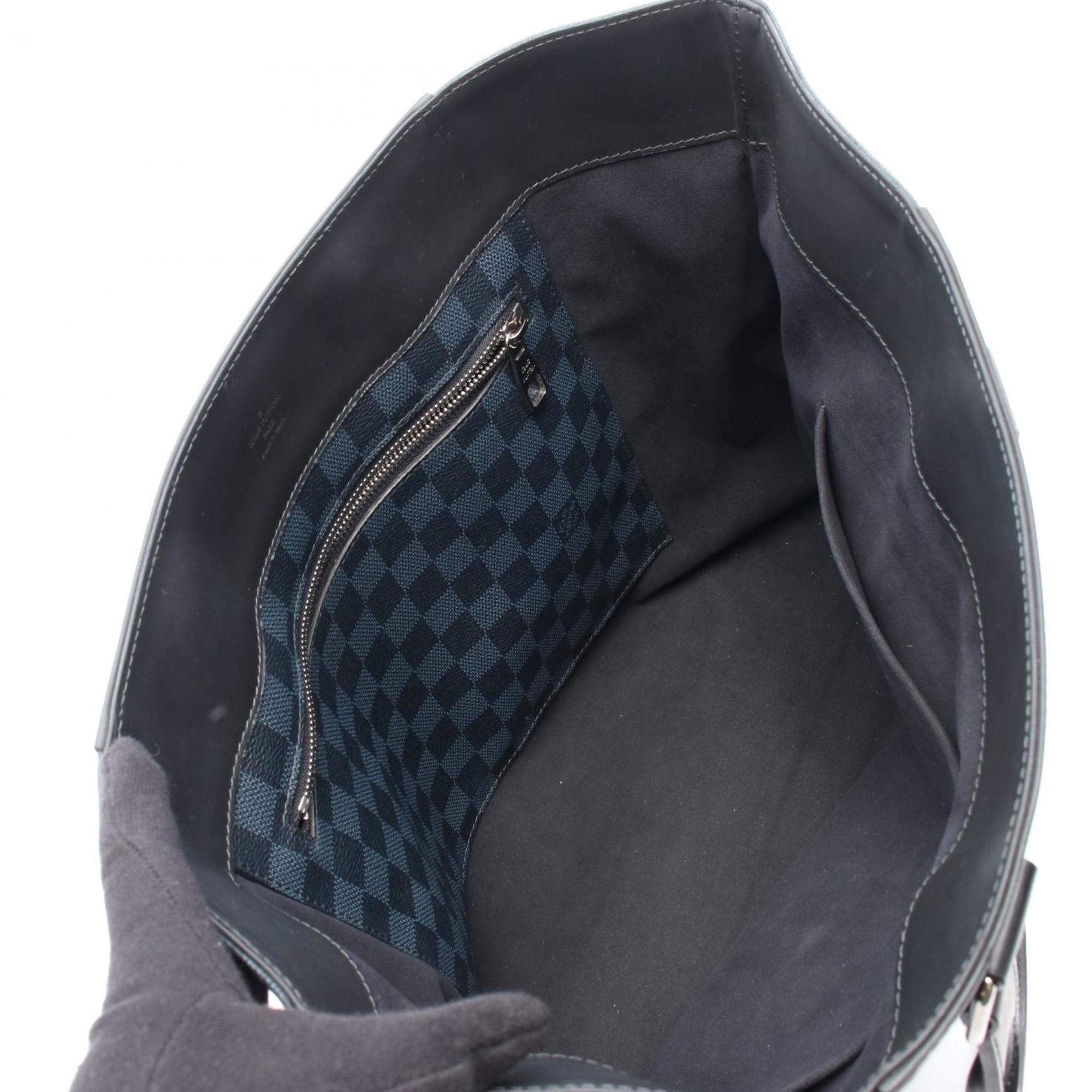 Louis Vuitton Black Navy Coated Canvas Tote Bag