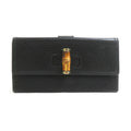 Gucci Black Gg Canvas Leather Long Wallet (Bi-Fold) (Pre-Owned)
