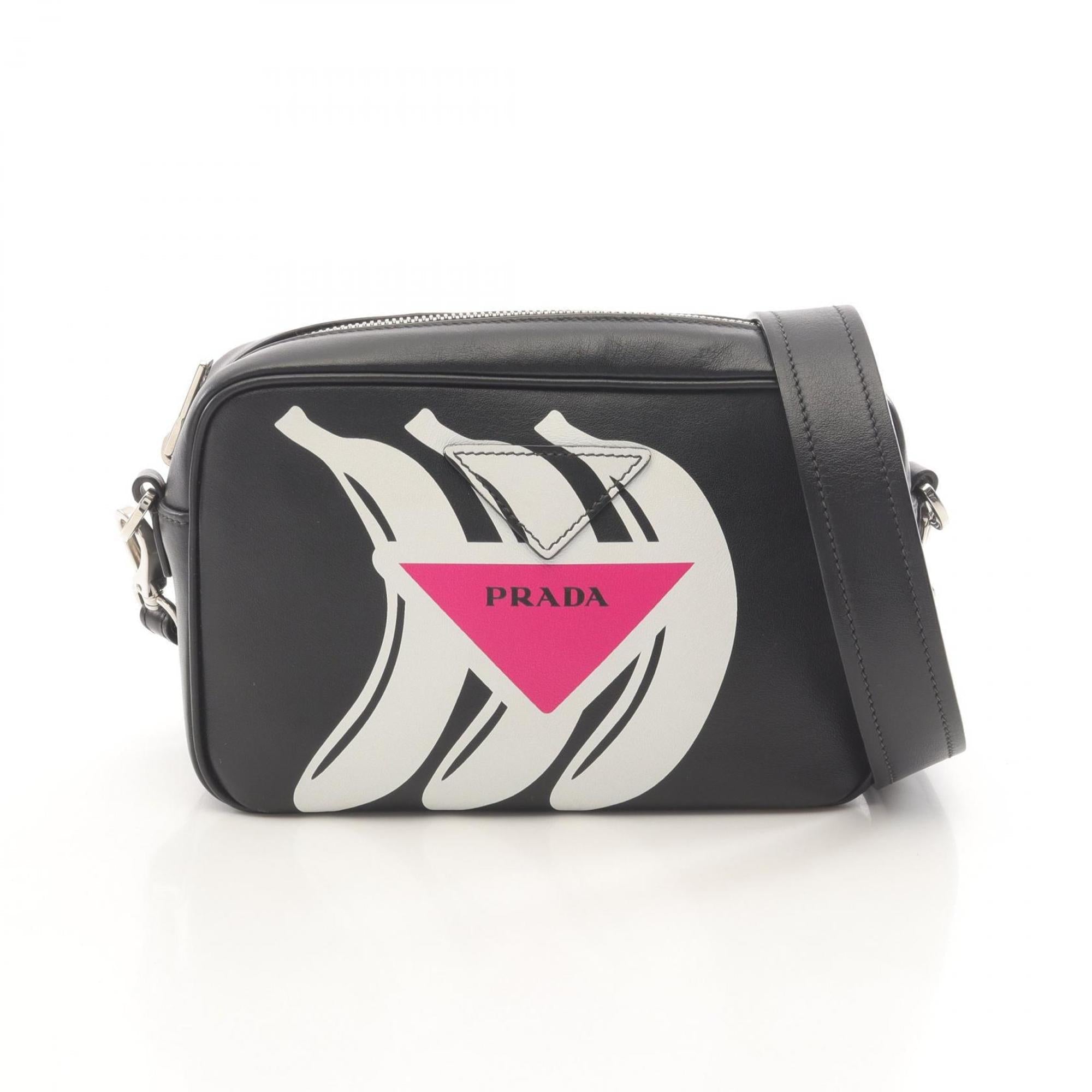 Prada Black Pink White Leather Shoulder Bag