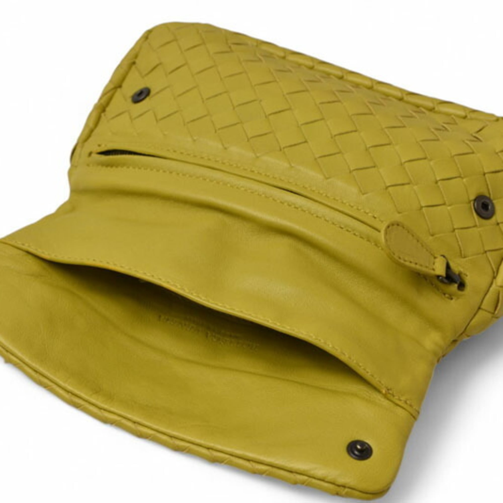 Bottega Veneta Mustard Leather Clutch Bag Shoulder Bag