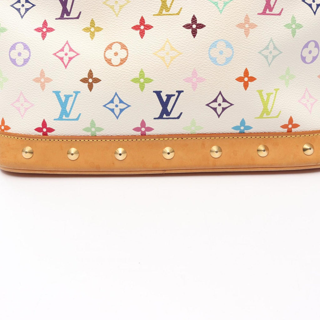 Louis Vuitton Blanc White Coated Canvas Leather Handbag