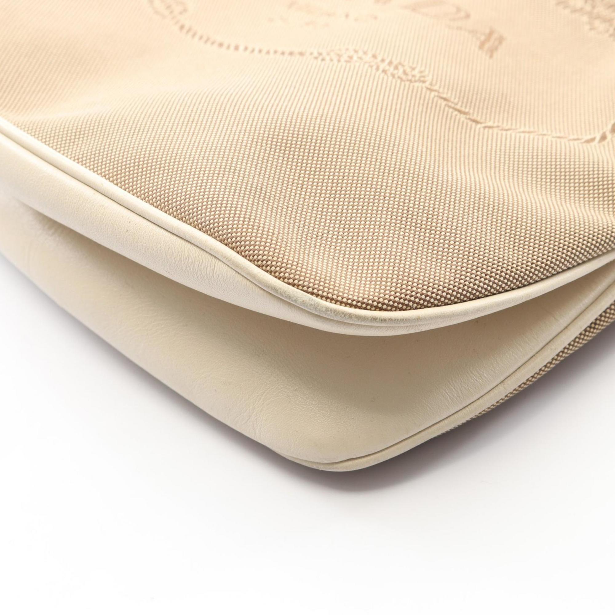 Prada Brown Ivory Canvas Leather Shoulder Bag