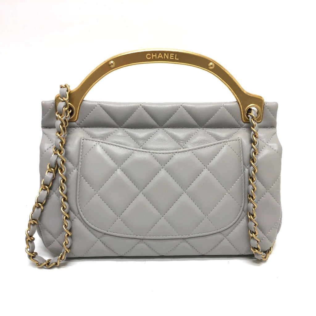 Chanel Gray Leather Shoulder Bag