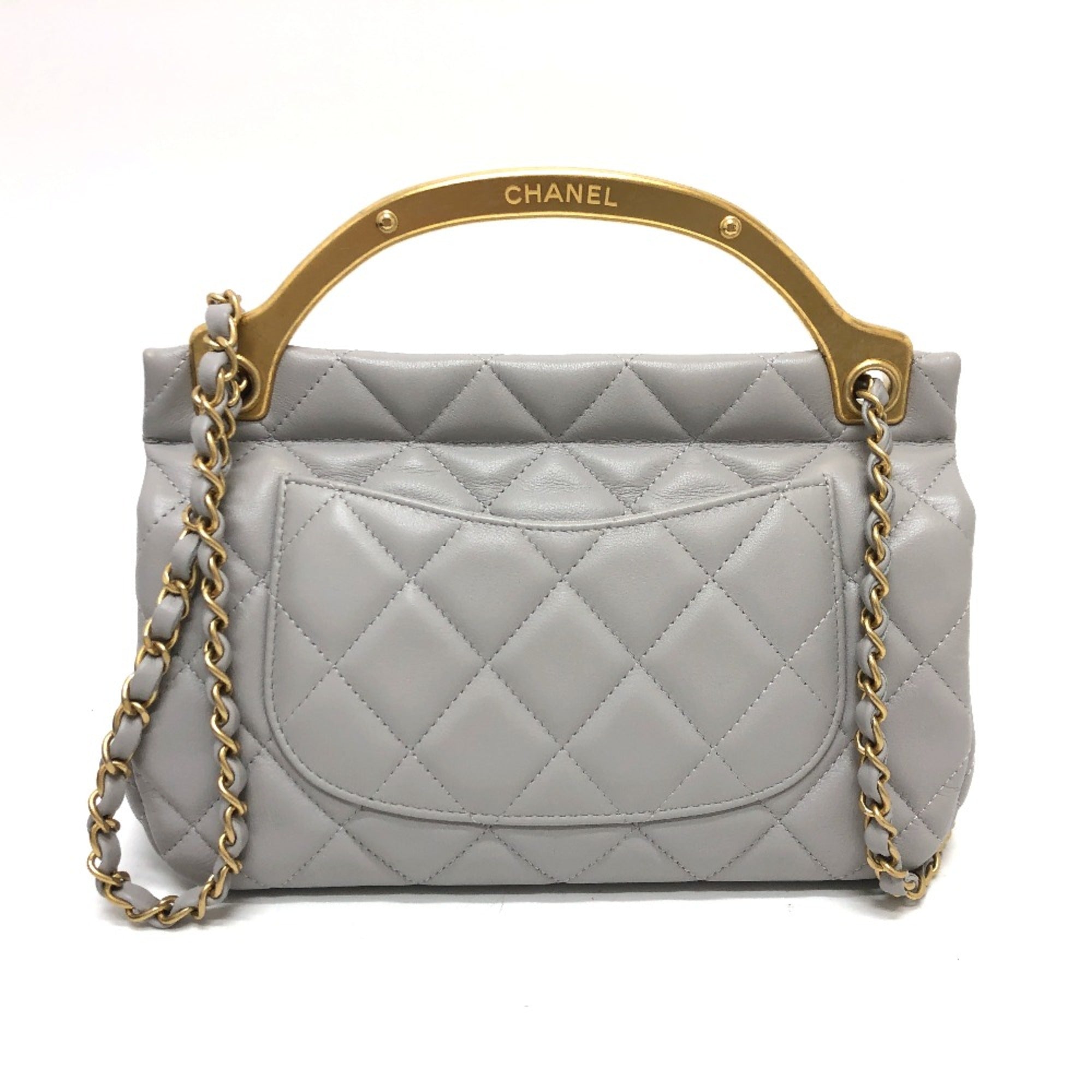 Chanel Gray Leather Shoulder Bag