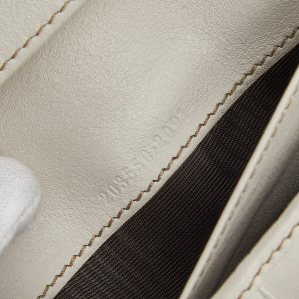 Gucci Beige White Canvas Leather Coin Purse/Coin Case (Pre-Owned)